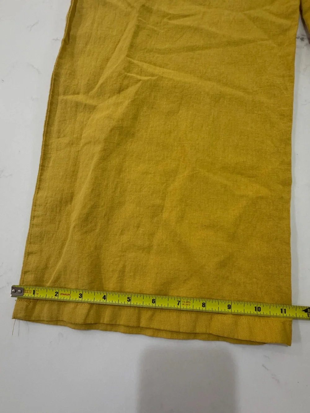 Zara Mustard Yellow Linen Blend Wide Leg Overalls Jumpsuit Sz M